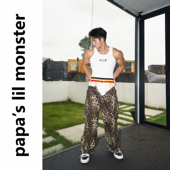 豹纹设计牛仔裤 lil papa monster 美式 百搭直筒宽松阔腿裤 男