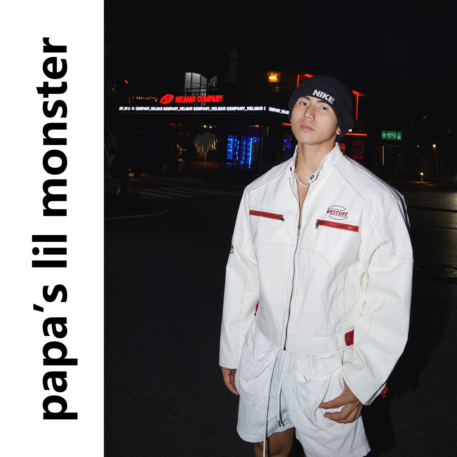PAPASLILMONSTER【轻松拥有】复古街头机车PU皮衣立领棉服外套男