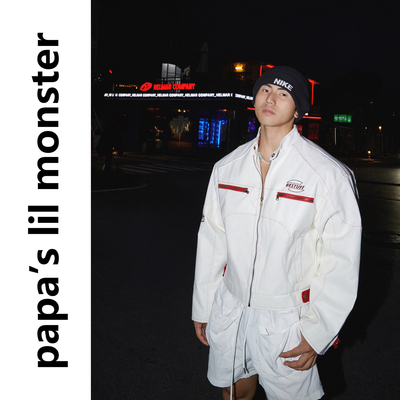PAPASLILMONSTER【轻松拥有】复古街头机车PU皮衣立领棉服外套男
