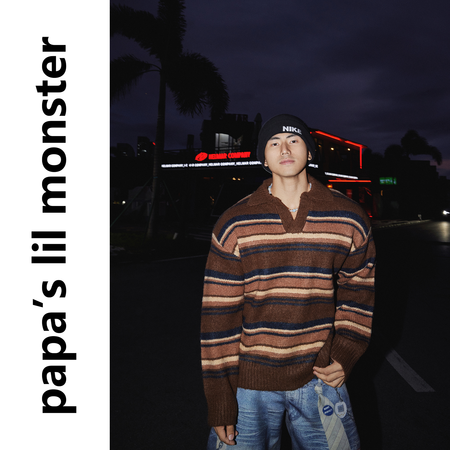 PAPASLILMONSTER【暖绒条纹】美式复古条纹针织衫慵懒长袖毛衣