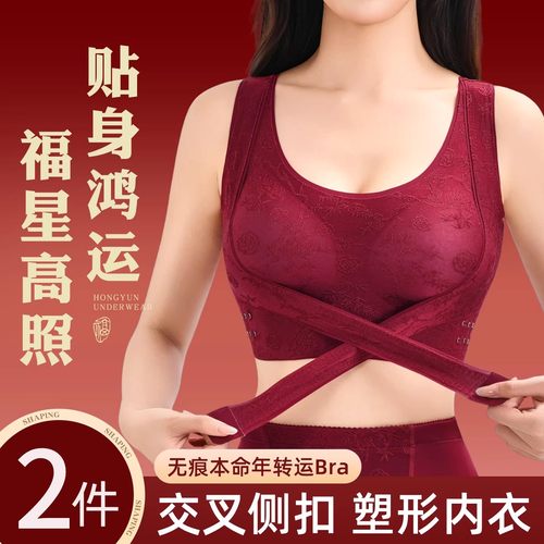 可调节收副乳国风内衣女士聚拢防下垂大胸显小运动交叉塑形文胸罩