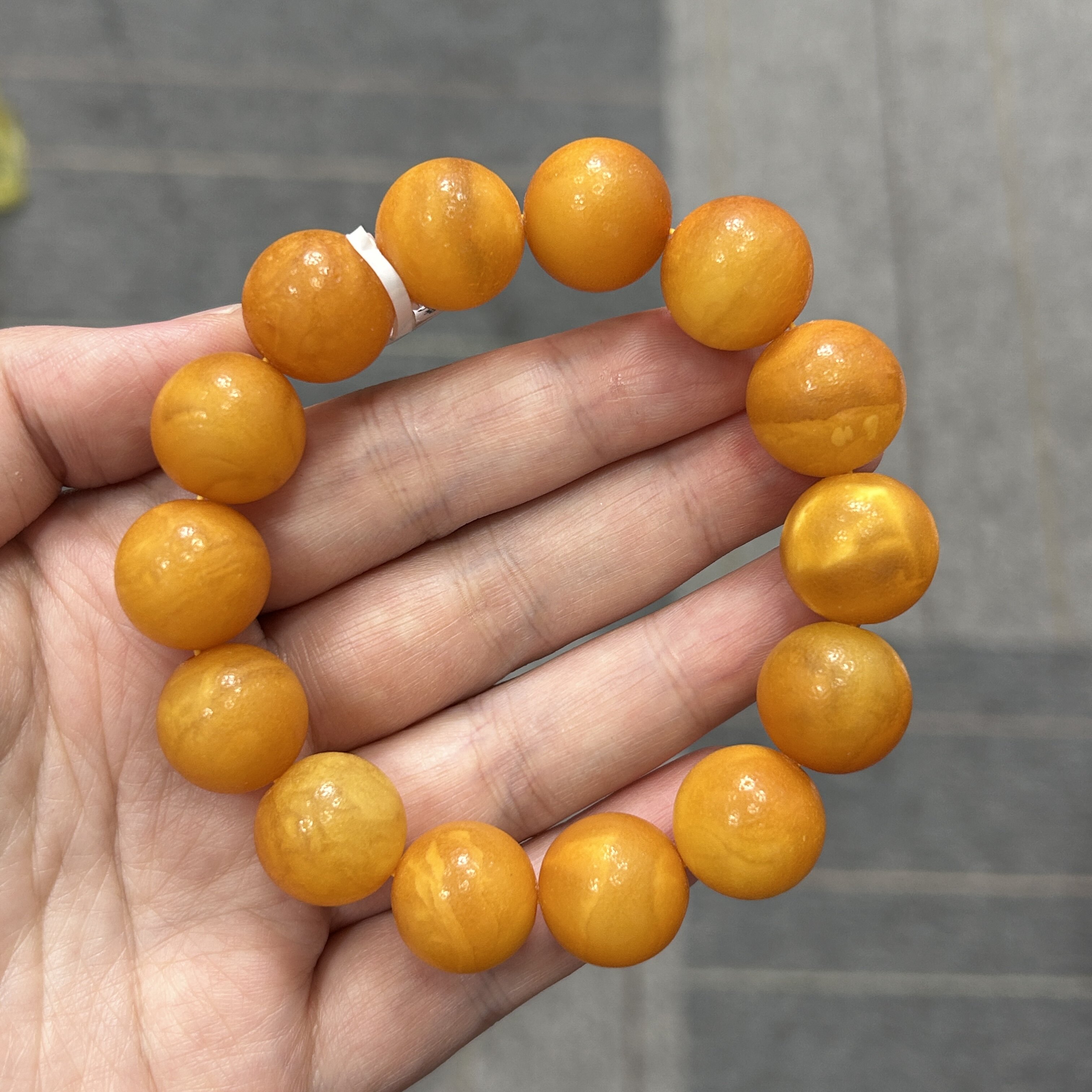 【一物一拍】天然蜜蜡手串橘皮磨砂蜜蜡妖花圆珠手串16mm+
