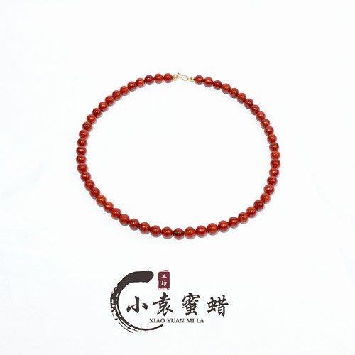 【小袁优荐】天然南红项链锦红火焰纹圆珠锁骨链8mm+多样性发其一