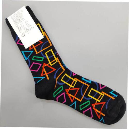 Mens Funny Happy Socks Fine Paragraph Diamond Pattern A