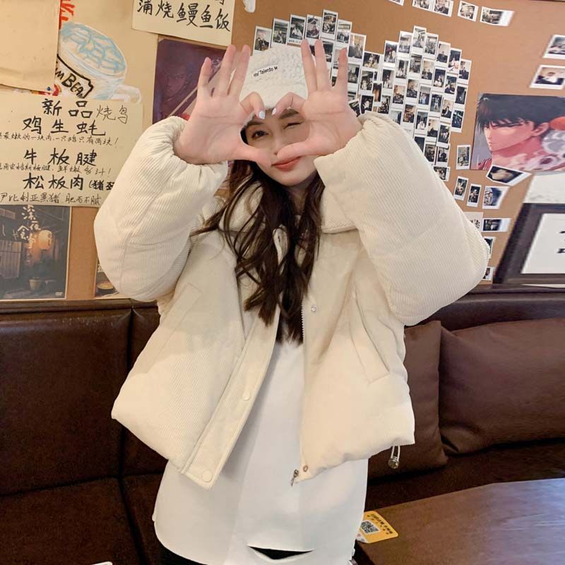 短款外套女时尚洋气时髦2025新款韩版CHIC显瘦杏色加厚大码棉服