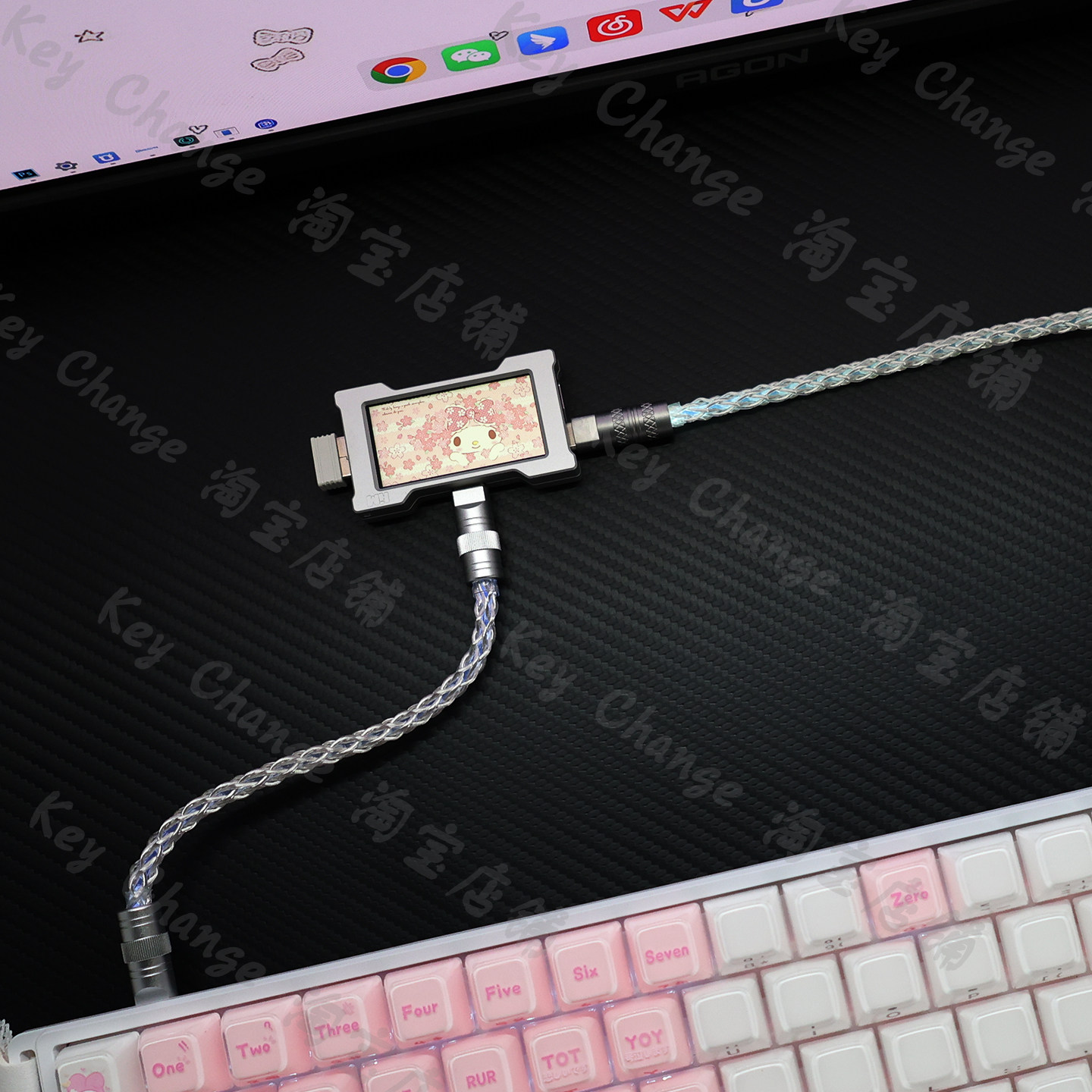 一拖二电竞磁轴键盘EV63专用HUB扩展坞8K短线航插线适配WootingV2