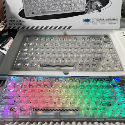 【现货】狼蛛F98pro无线透明机械键盘F81三模客制化热插拔RGB