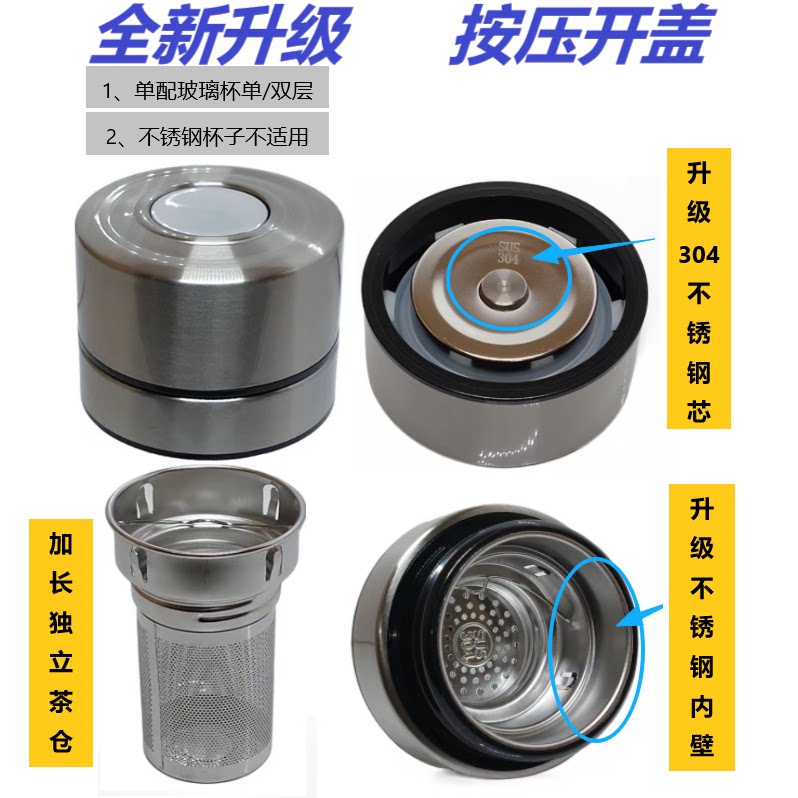 全钢速开一键按压防摔杯盖图片