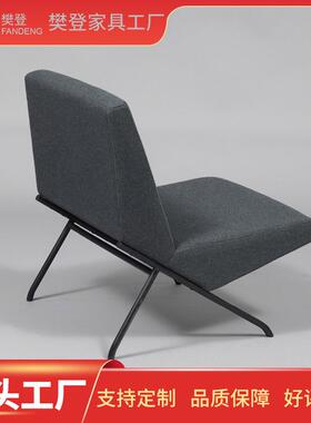 北欧布艺约铁85086艺单人沙发意现代客创厅闲椅简懒休革时尚小沙