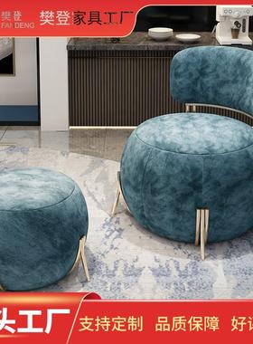 轻奢人待沙单发椅设计师丝绒沙发单人接洽谈椅客厅脚懒人54381沙