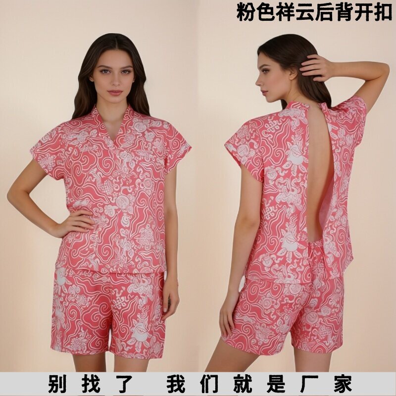 后背开扣一次性浴服男女通用汗蒸服中医推拿纯棉足疗店按摩理疗服