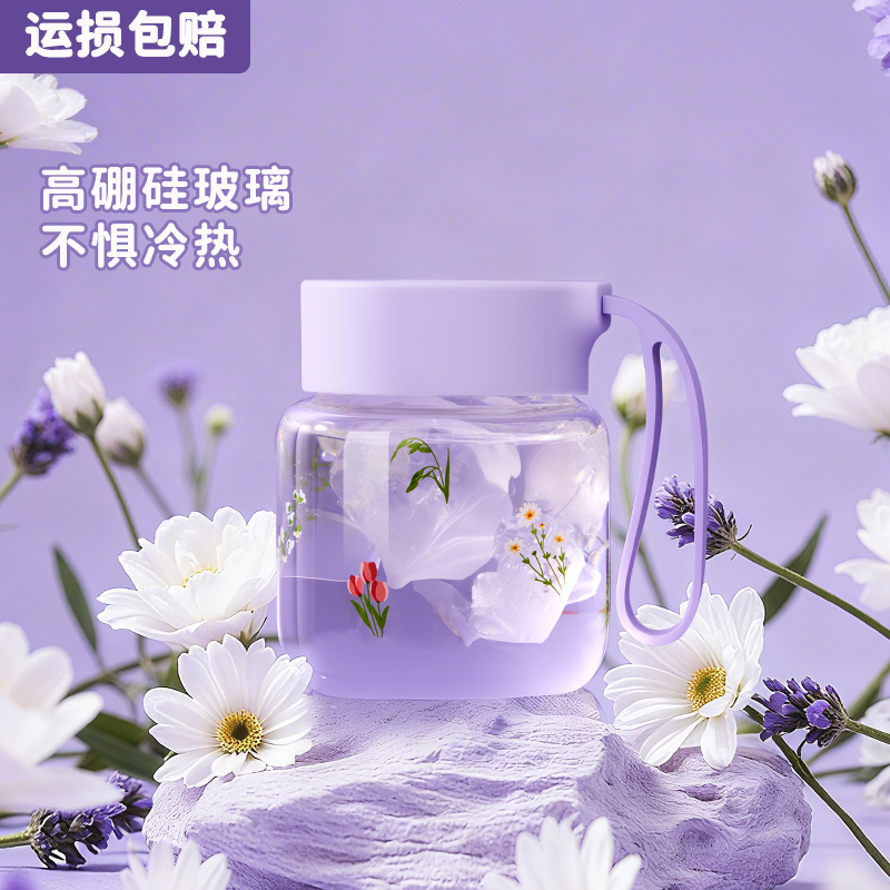 玻璃杯2025新款女高颜值水杯便携高硼硅牛奶咖啡果汁杯外带随手杯