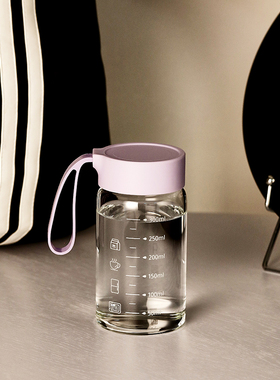 高硼硅玻璃杯水杯刻度杯牛奶杯咖啡杯便携早餐杯豆浆杯外带小杯子