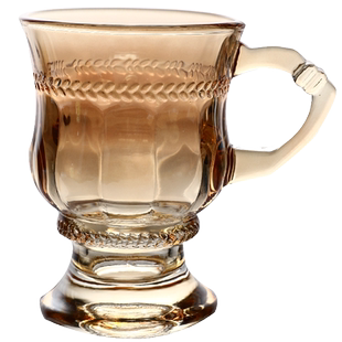 下午茶杯高颜值欧式复古琥珀色玻璃杯拿铁咖啡杯浓缩带把奶茶杯子