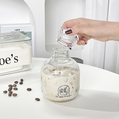 大容量玻璃杯女生高颜值网红大肚水壶耐高温吸管咖啡杯泡茶水杯子