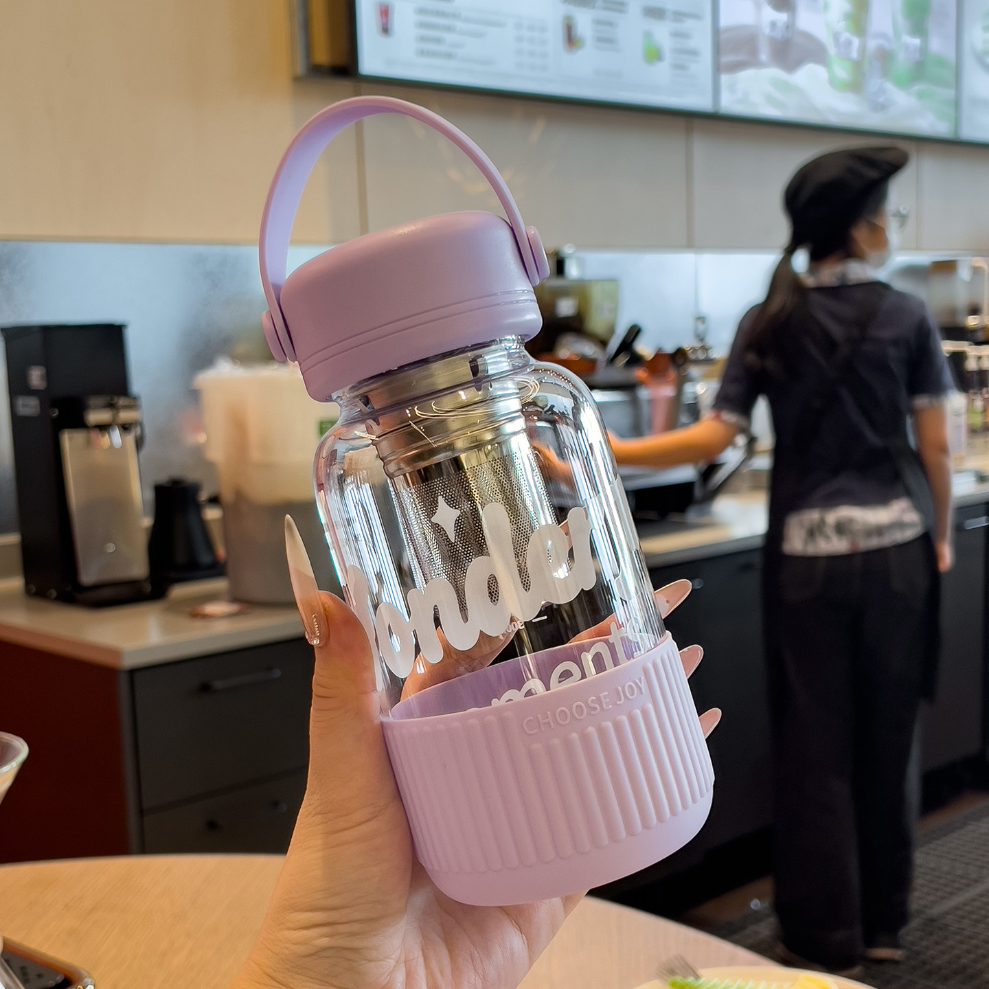 泡茶杯子便携提手大容量新款耐高温茶水分离玻璃水杯花茶杯高颜值
