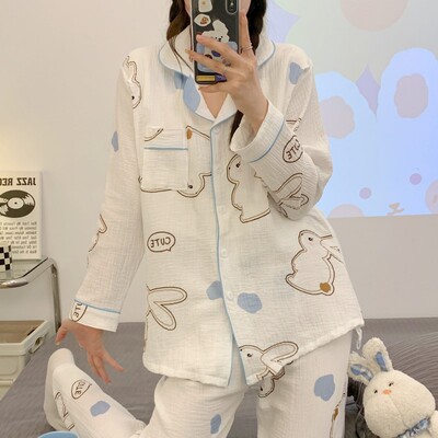 全棉纯棉月子服夏季薄款产后哺乳4月份5孕妇睡衣女产妇全棉两件套 — 6