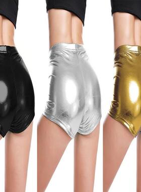 Sexy butt lift smooth bright leather hot pants 光滑亮皮热裤