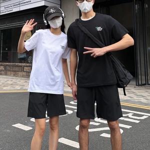 美式街头简约纯色运动阔腿短裤男夏季2026新款潮牌宽松直筒五分裤
