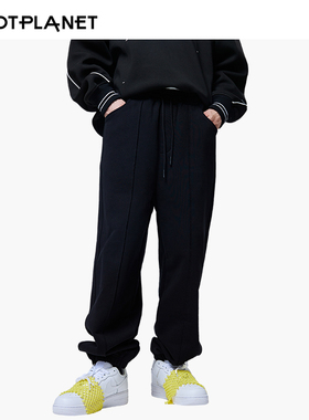 HOTPLANET裤子男款春季设计感宽松束脚黑色美式高街卫裤重磅550g