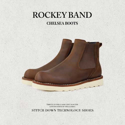 ROCKEYBAND切尔西靴头层牛皮