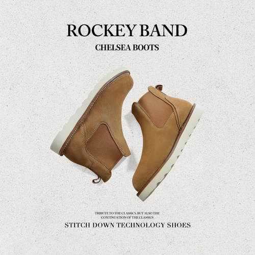 ROCKEYBAND全真皮切尔西靴气质