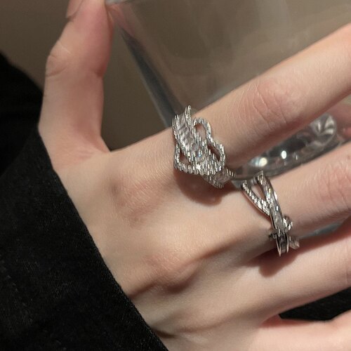奶泥MILKMUD/小众设计感爱心交叉锆石开口戒指女ins高级感食指戒