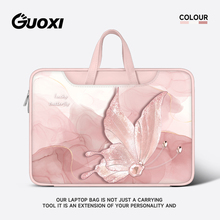 GUOXI粉色蝴蝶笔记本电脑包手提适用苹果macbook15点6寸小新air13.3华为matebook联想女14内胆包pro保护套