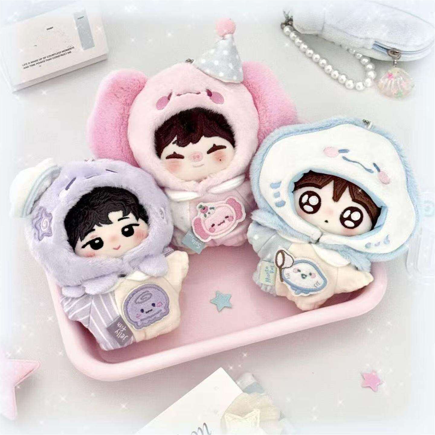 10cm娃衣新品多体形适穿紫色水母爬爬服棉花娃娃衣可爱玩偶着替 - 实物图