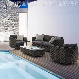定晒制户外外组沙发庭院合北4552欧酒店别墅露台室防防水藤编椅家