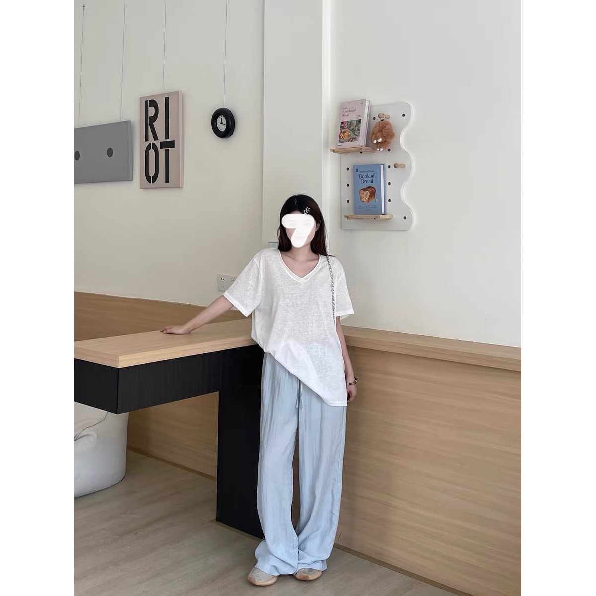 短袖宽松慵懒T恤上衣女宽松流行