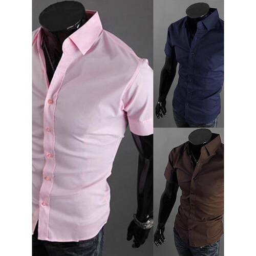 Men's Fashion Slim Fit Half Sleeve Shirt男士时尚修身半袖