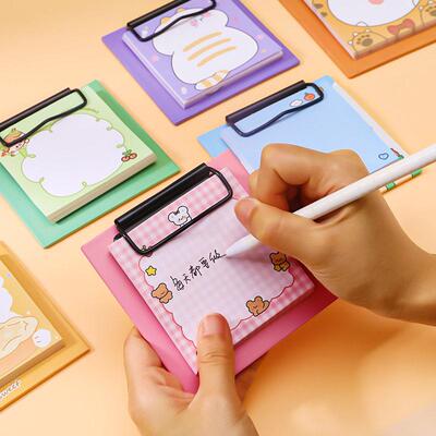 sticky note with small splint cute cartoon girl storage box