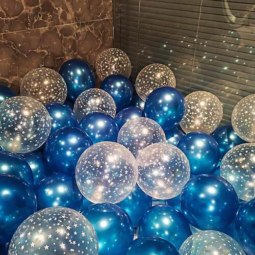 Blue Balloons Air Ballons Deco Birthday Star Foil Baloon