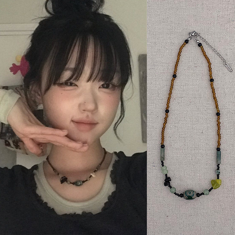 新中式复古手工转运珠项链女藏风小众设计高级感百搭叠戴锁骨链饰