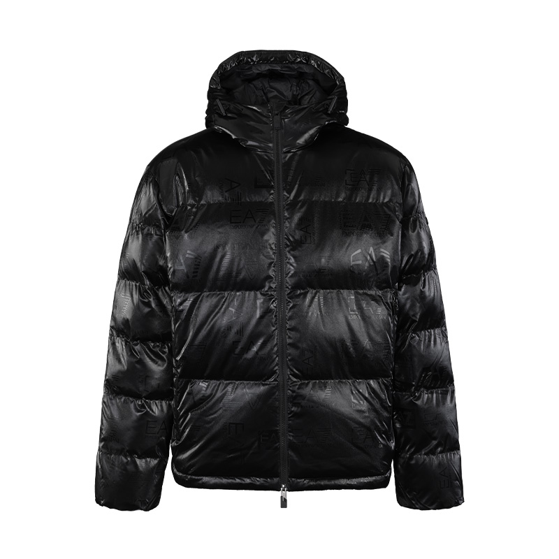 Armani阿玛尼男士2024新款EA7印花冬季保暖棉服连帽棉衣休闲外套