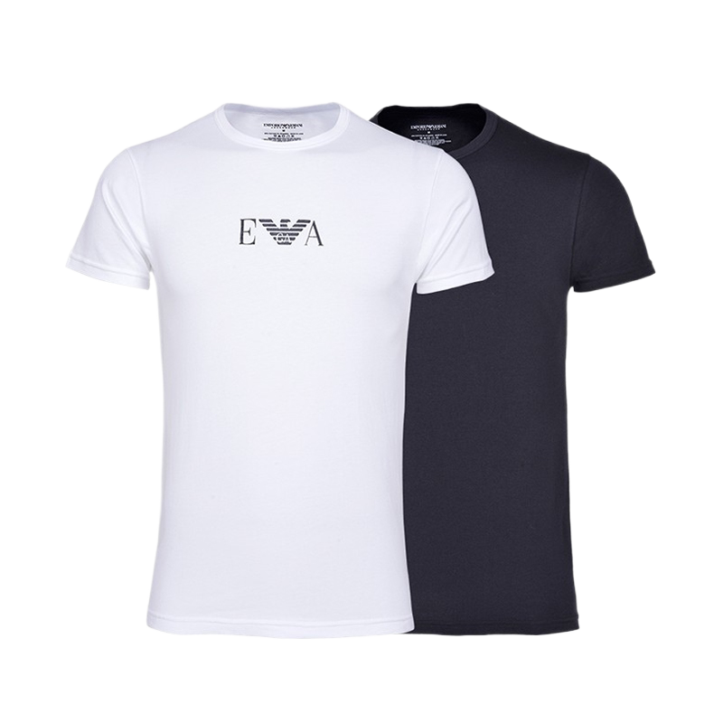 买1送1 Armani阿玛尼男装纯色高端白色短袖T恤纯棉休闲进口体恤男