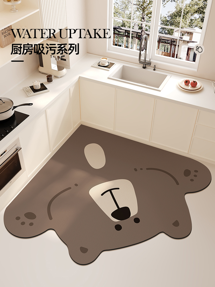卡通厨房速干地垫防滑吸水可擦硅藻泥吸水垫门口耐脏脚垫免洗地毯