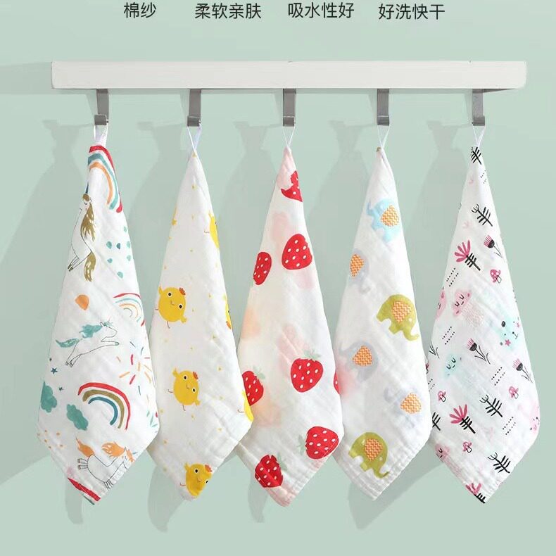口水巾高密六层纱布纯棉方巾婴儿
