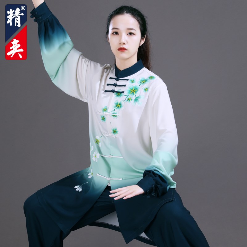 速发太极服新款渐变手绘太极拳练功服男八段锦武术表演服春