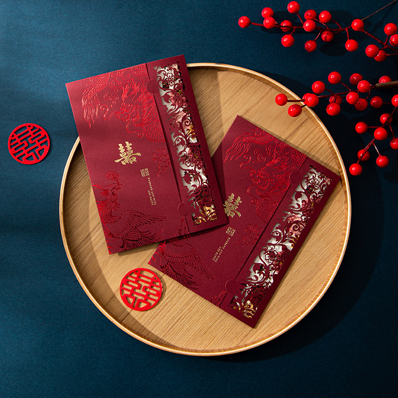 现货速发婚礼请柬2024新款结婚请帖小众婚宴喜帖高级感邀请函打印