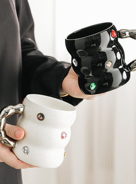 速发辣妹风高少派对马克杯石心宝颜值家用陶瓷水杯小众咖啡杯