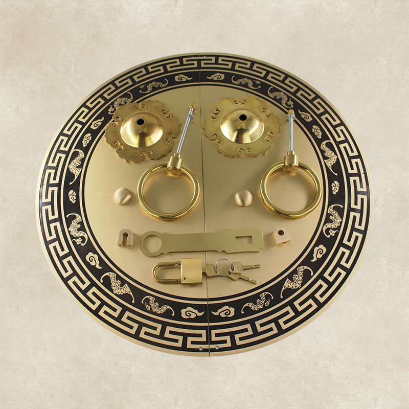 现货速发中式仿古纯铜大门拉手门环门栓插销复古圆形锁扣老式加厚