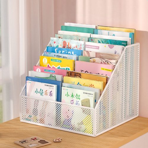 速发小书架纳童桌面绘本收儿盒津牛树整理盒宝宝简易置物架书立架