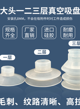工业天行大头单双三层SP/DP/MP机械手真空吸盘硅胶强力吸嘴白色