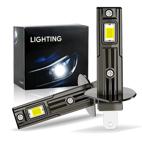 12V汽车LED远近光大灯H1一体设计大功率1:1超亮聚光即插白光雾灯