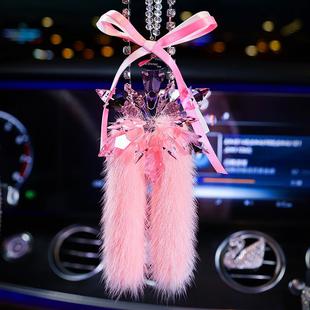 网红车内吊饰女生车载吊坠装 水晶雪花汽车挂件女神款 饰后视镜挂饰