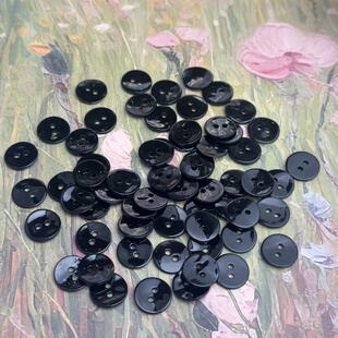 高档进口马氏贝纽扣纯贝壳两眼扣子天然真贝壳纽扣黑色衬衫毛衣