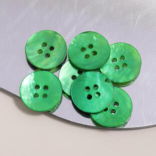 祖母绿 四眼平面马氏贝染色纯天然贝壳纽扣开衫针织衫扣子15mm