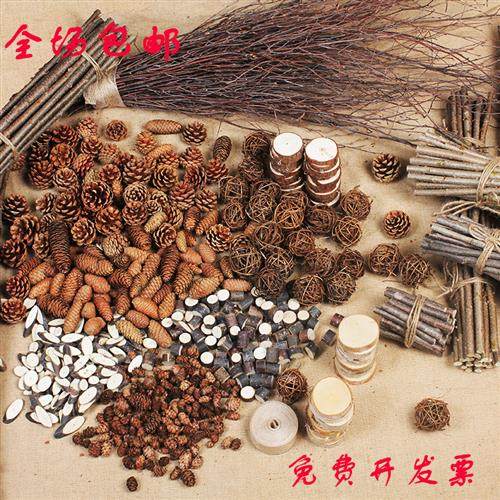 干树枝墙壁装饰干花树枝幼儿园手工diy材料森系麻绳松果木片环创,家居饰品,干花/花瓣/干花包/干树枝,淘宝优惠券,粉丝福利购,淘宝优惠卷